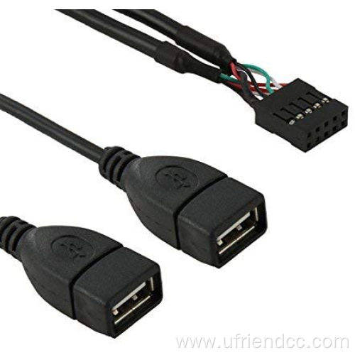 10Pin Female Header Dual USB 2.0 Adapter Cable